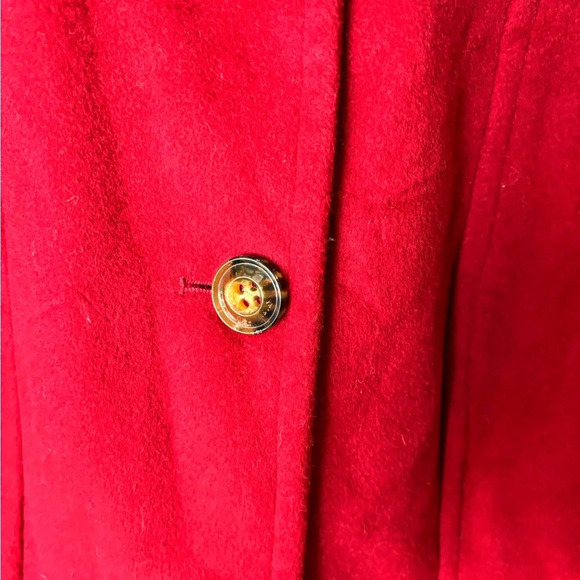 Red Full Length Peacoat Jacket Overcoat Women’s Size Medium London Fog - Picture 4 of 11